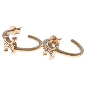 Celine Triomphe Asymmetric Hoop Earrings Gold